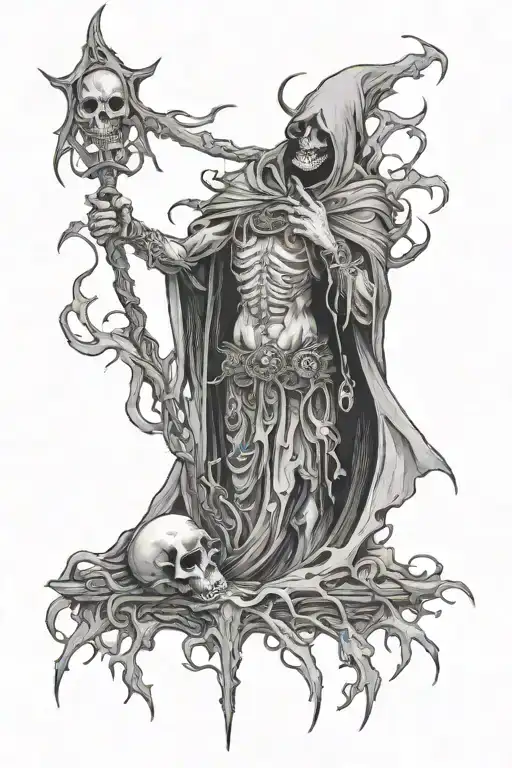 necromancer raising dead tattoo design idea