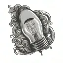 Light bulb with pervert as filament inside tattoo design idea