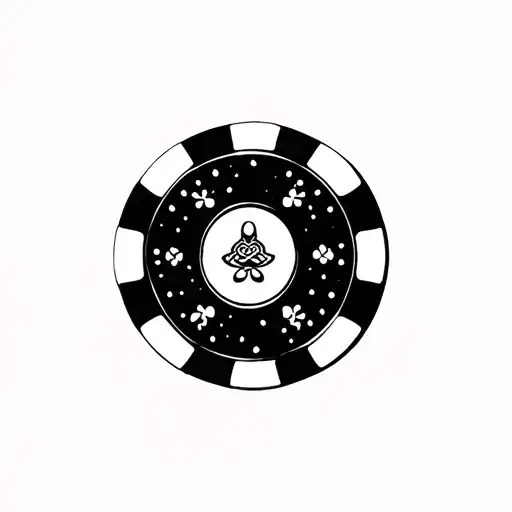 poker chip, bowling pins in the center tattoo design idea