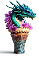 Dragon themed cupcake tower with intricate orchid decorations tattoo design idea