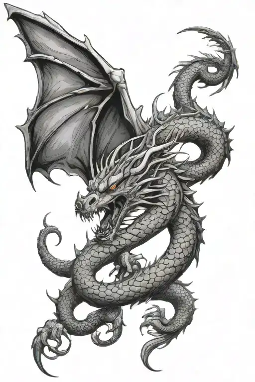A dragon that fights with tentacles tattoo design idea