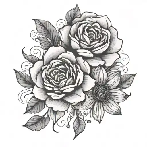 anxiety mental health with small floral patterns tattoo design idea