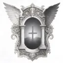 HEAVEN GATE WITH Trinity God sympols compined tattoo design idea