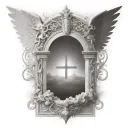 HEAVEN GATE WITH Trinity God sympols compined tattoo design idea