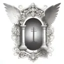 HEAVEN GATE WITH Trinity God sympols compined tattoo design idea