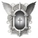 HEAVEN GATE WITH Trinity God sympols compined tattoo design idea