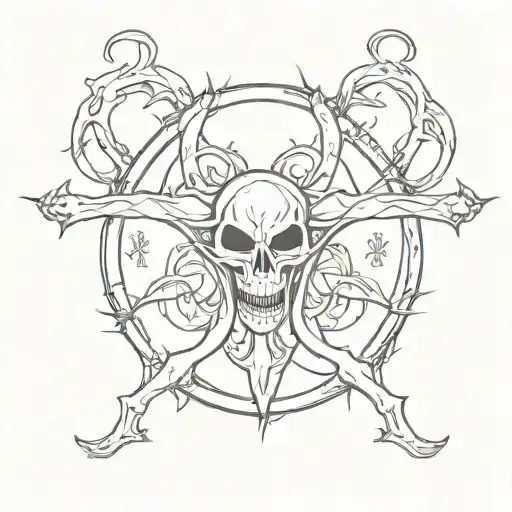 biohazard symbol with a cross  tattoo design idea