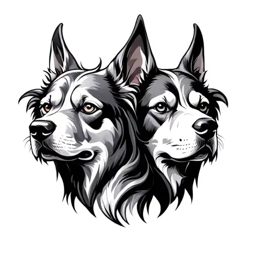 Cerberus three headed dog  tattoo design idea