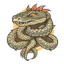 Snake wearing armour protecting it's treasure tattoo design idea