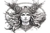 Freya goddess norse tattoo design idea