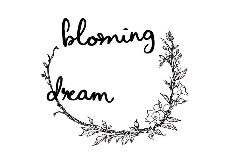  "blooming dream" in cursive  (it is a tribute to Snooze by Agust D)  i like simplistic tattoos tattoo design idea