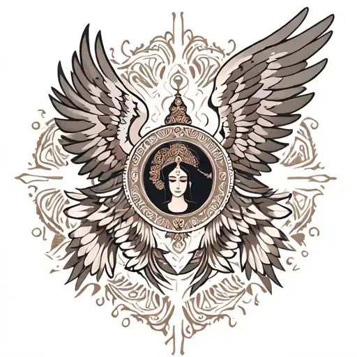 wings and Gayatri Mantra tattoo design idea