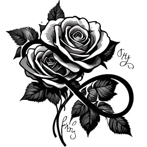 "tapout" infinity symbol intertwined roses wrapped tattoo design idea
