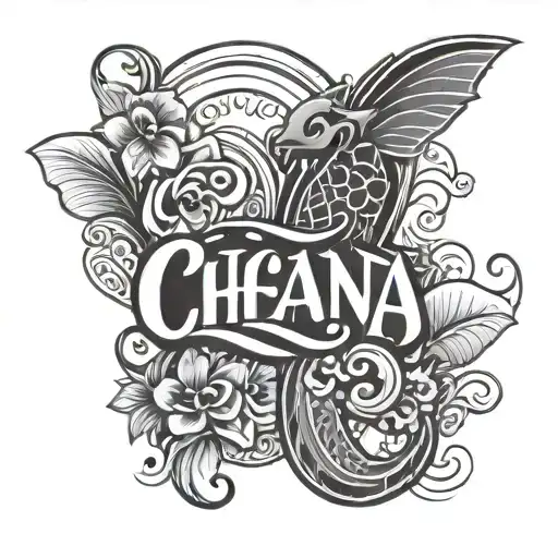 ohana lettering with stitch tattoo design idea