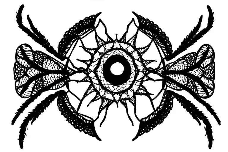 spider with lace sun dream catcher tattoo design idea