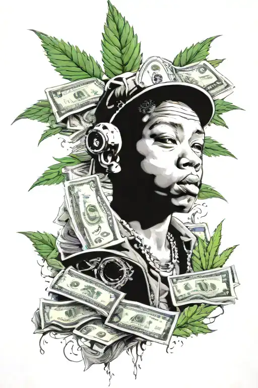 Weed money gangsta kid tattoo design idea