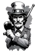 Uncle Sam as a correctional officer holding a baton  tattoo design idea