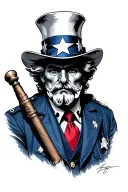 Uncle Sam as a correctional officer holding a baton  tattoo design idea