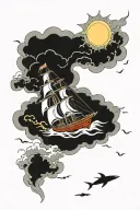 ship which pass storm tattoo design idea