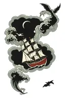 ship which pass storm tattoo design idea