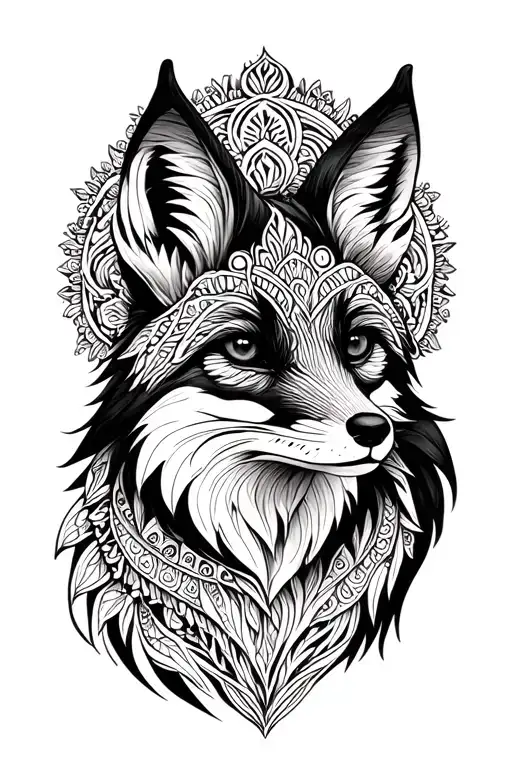 Mandala Fox tattoo design idea