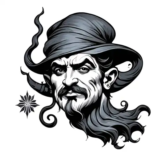 black genie man tattoo design idea