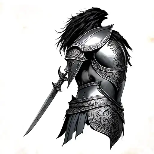 Roman armor shoulder tattoo design idea