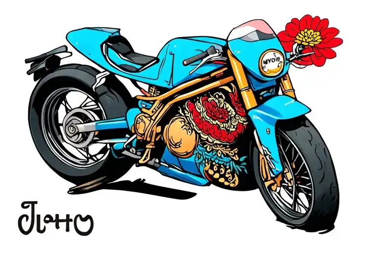traditional Vietnamese motor bike tattoo design idea