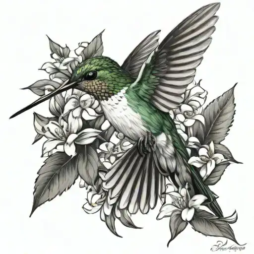 humming-bird tattoo design idea