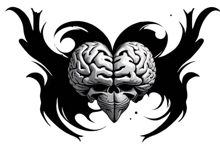 heart and brain tattoo design idea