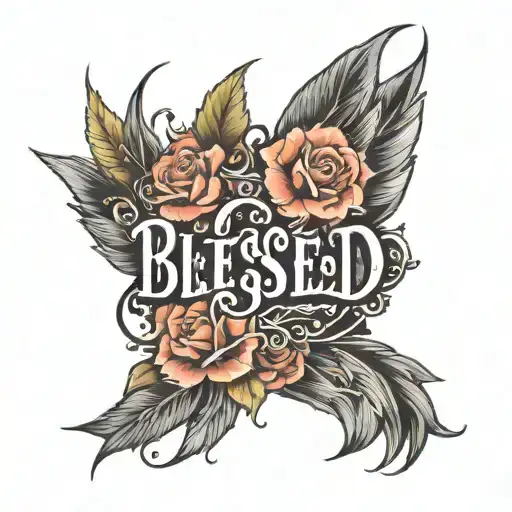 blessed written tattoo design idea