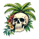 palm tree and skull tattoo design idea