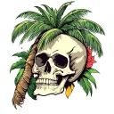 palm tree and skull tattoo design idea