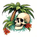 palm tree and skull tattoo design idea