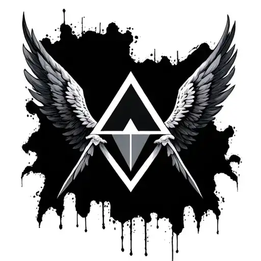 arrow and 3 dark angel triangles tattoo design idea