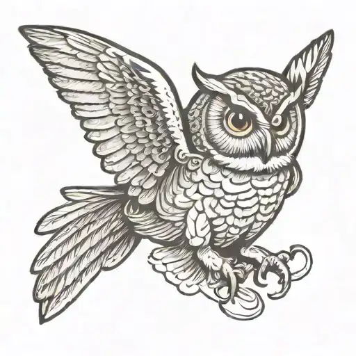 owl flying tattoo design idea