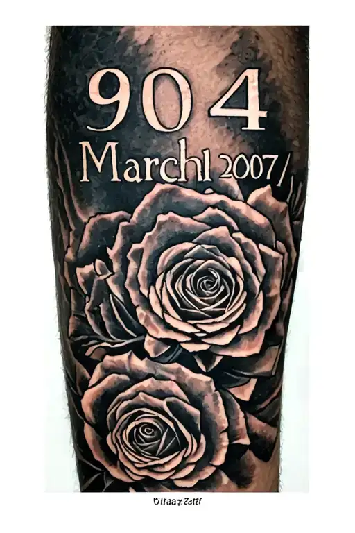 904 going down the arm with march 1st 2007 in roman numerals above it tattoo design idea