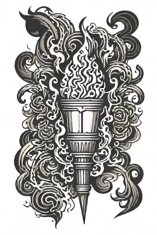 torch only, black tattoo, minimalism, dangerous, dark, power tattoo design idea