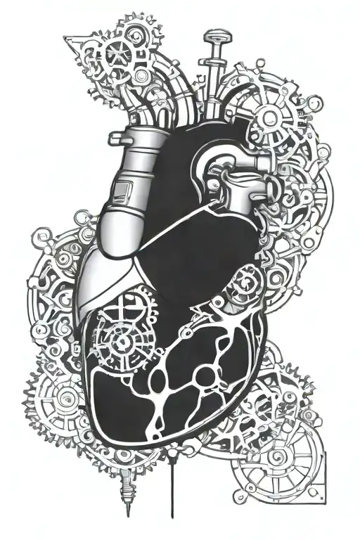 mechanical heart tattoo design idea