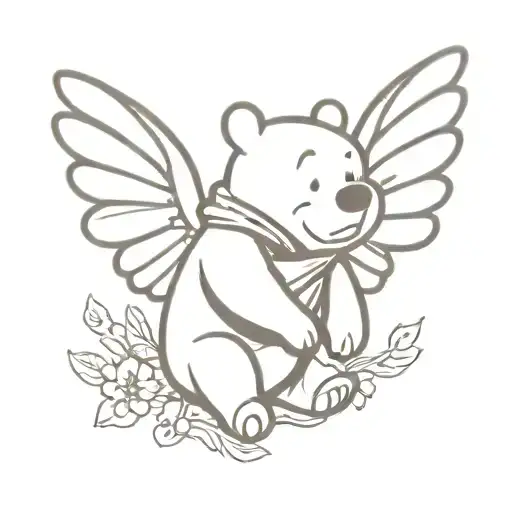 Winnie the Pooh with angel wings  tattoo design idea