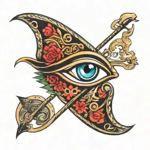 eye of Horus mixed with catholic back  tattoo Michael  tattoo design idea