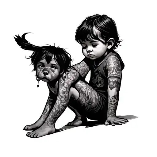 child mischieveous tattoo design idea