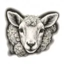 delicate lamb laying down fine line tattoo design idea
