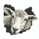 delicate lamb laying down fine line tattoo design idea