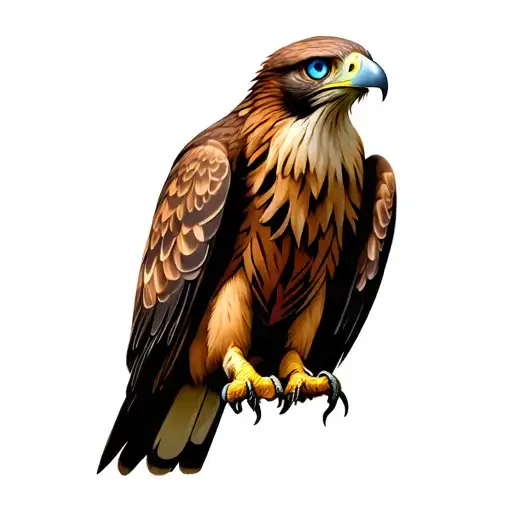 Buzzard that has blue eyes tattoo design idea