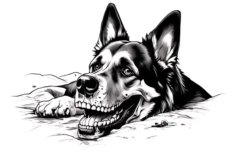 German Shepard skull tattoo design idea