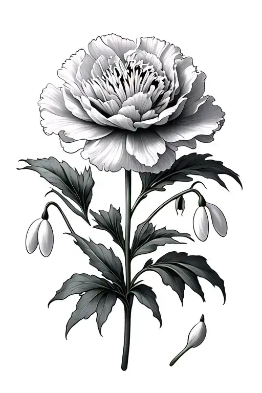 Carnation And Snowdrop tattoo design idea