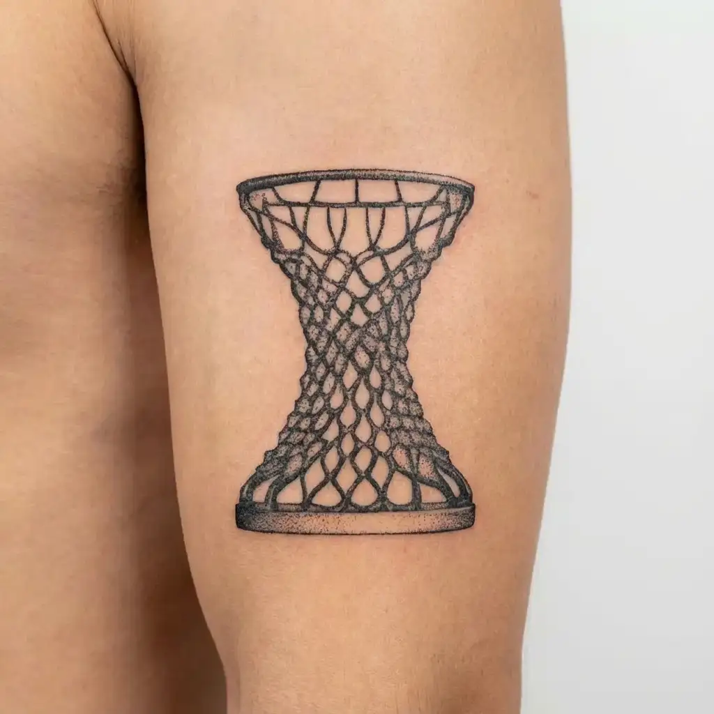 basketball hourglass time tattoo design idea