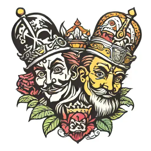 king and jester tattoo design idea