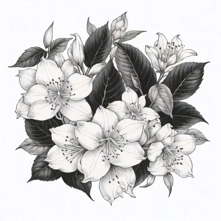 hitory botanic style tattoo design idea